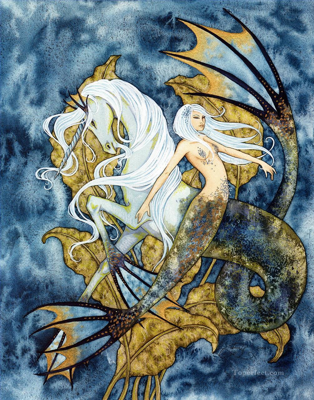 unicorn aquamarine Fantasy Oil Paintings